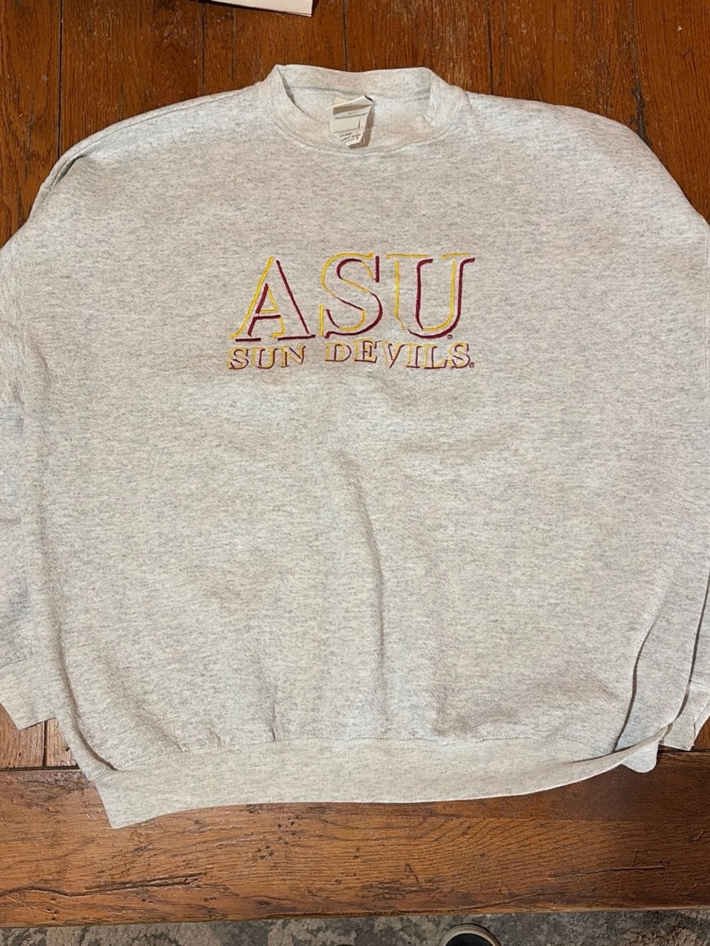 ASU Sun Devils Gray Crewneck Sweatshirt - Embroidered Logo